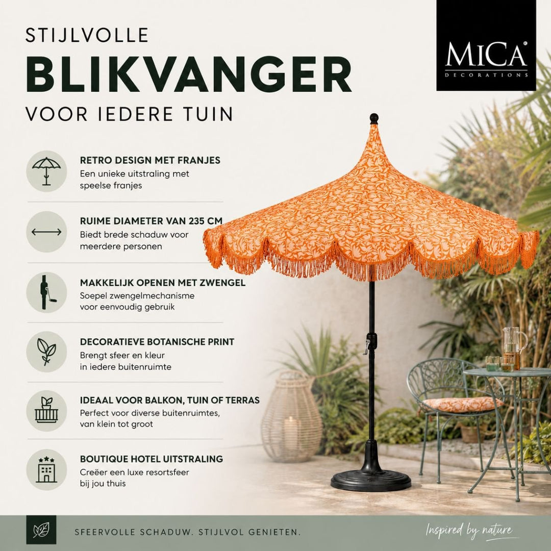 KELLY Sonnenschirm mit Floralmuster - Orange