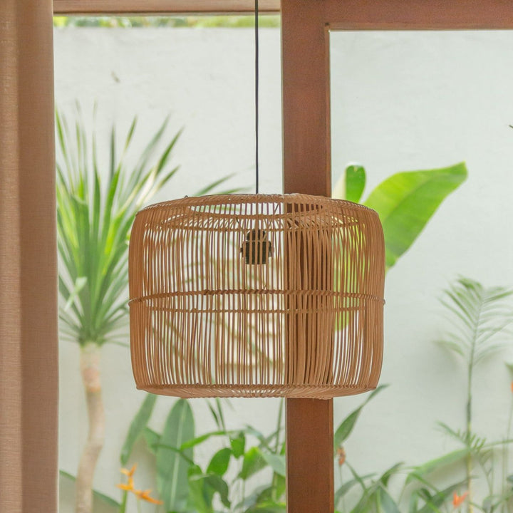 Boho Rattanlampe LIKU - Pendelleuchte - handgefertigte Deckenlampe