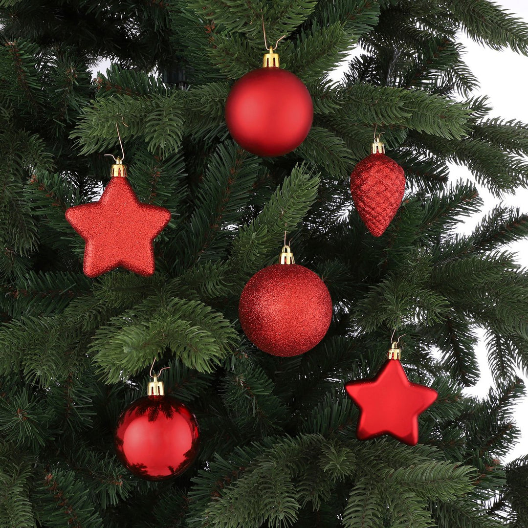 Weihnachtskugeln Set mit Spitze - 40 Stück - Ø8 cm – Kunststoff – Rot