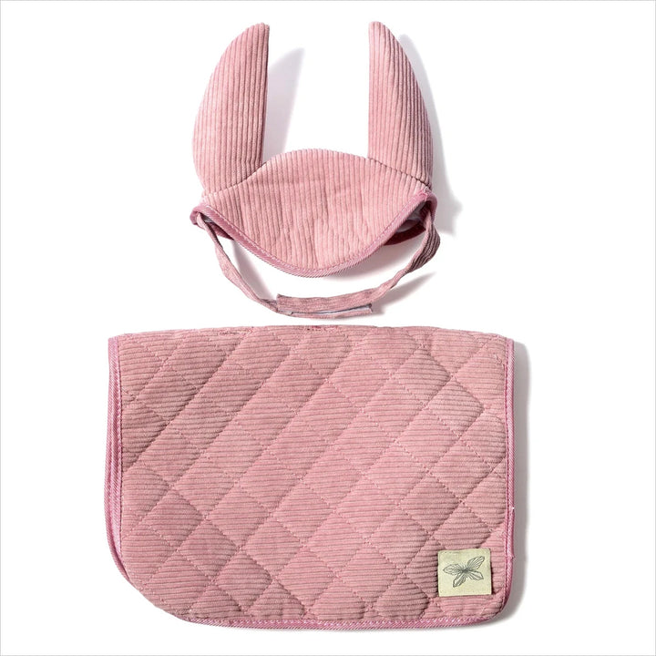 Satteldecke und Mütze für Steckenpferde, rosa