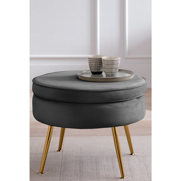 Hocker ARIELLE - Sitzpouf - Rund Samt Schwarz