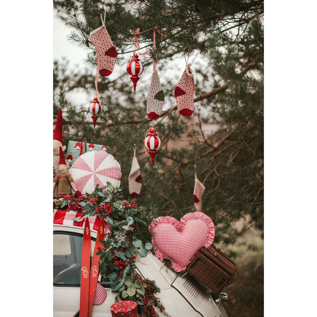 CANDY Patchwork-Kissen / Rot kariert