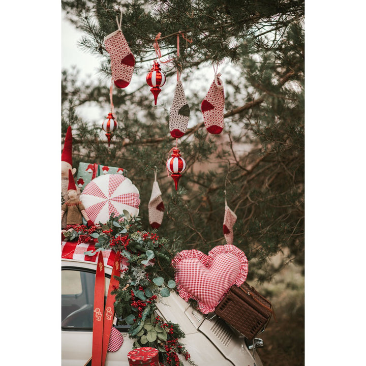 CANDY Patchwork-Kissen / Rot kariert