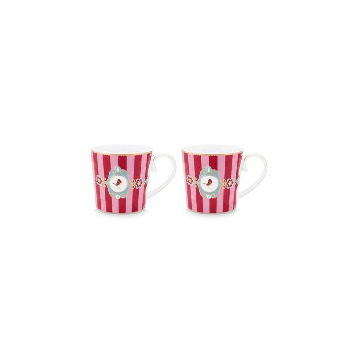 Tassen groß 2er-Set LOVE BIRDS MEDALLION Stripes RED
