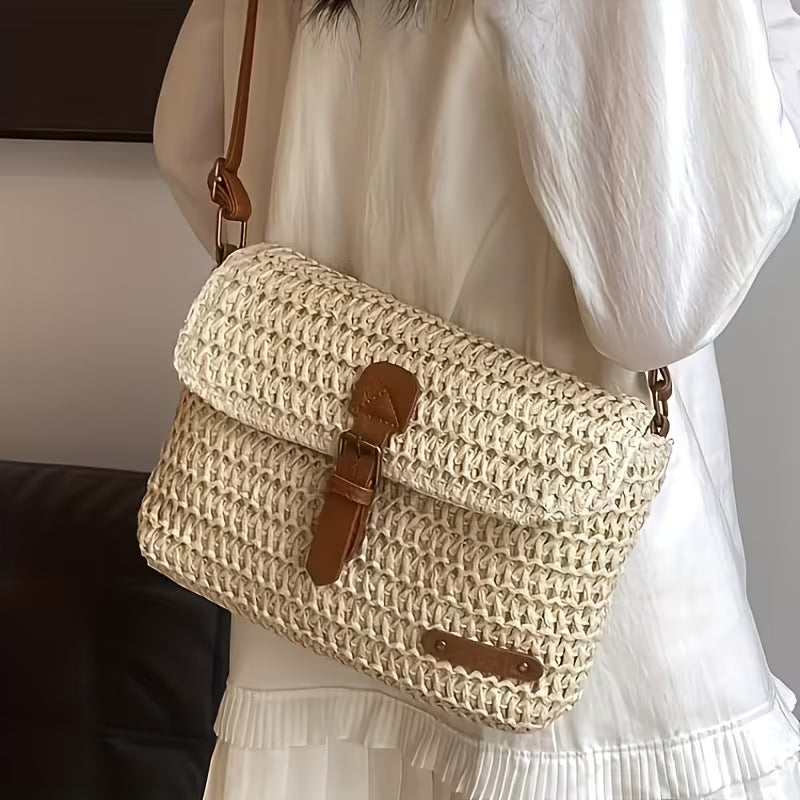 Vintage Straw Handtasche - Umhängetasche
