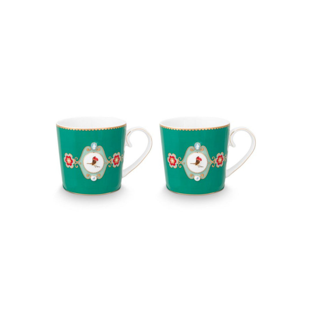 Tassen groß 2er-Set LOVE BIRDS MEDALLION GREEN