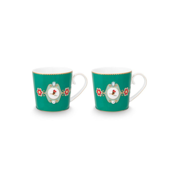Tassen groß 2er-Set LOVE BIRDS MEDALLION GREEN