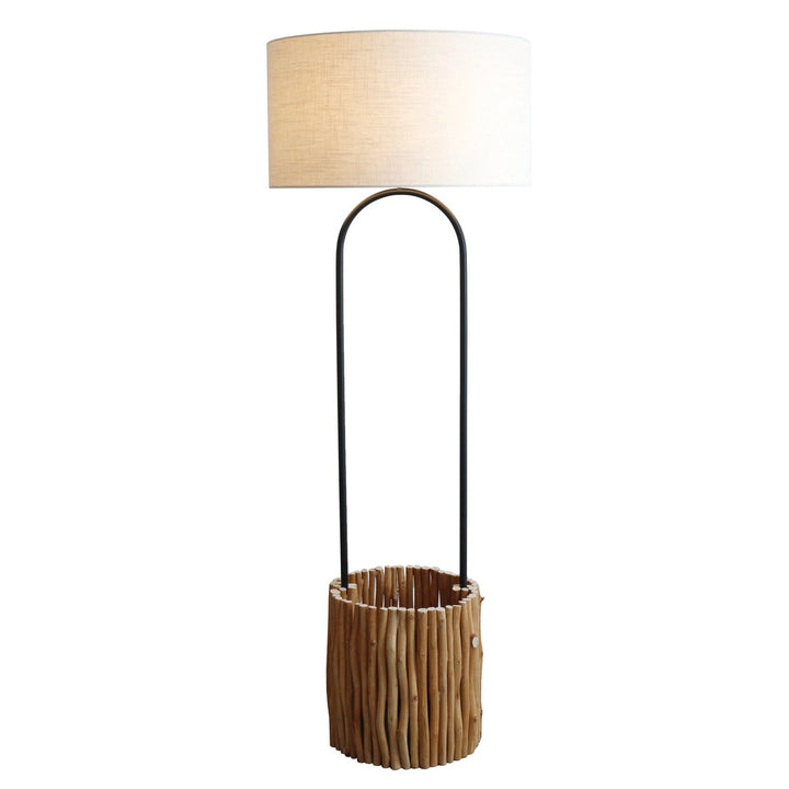 Stehleuchte BRANCHES - Deko Lampe mit Pflanztopf - Leinen/Treibholz Natur 155cm