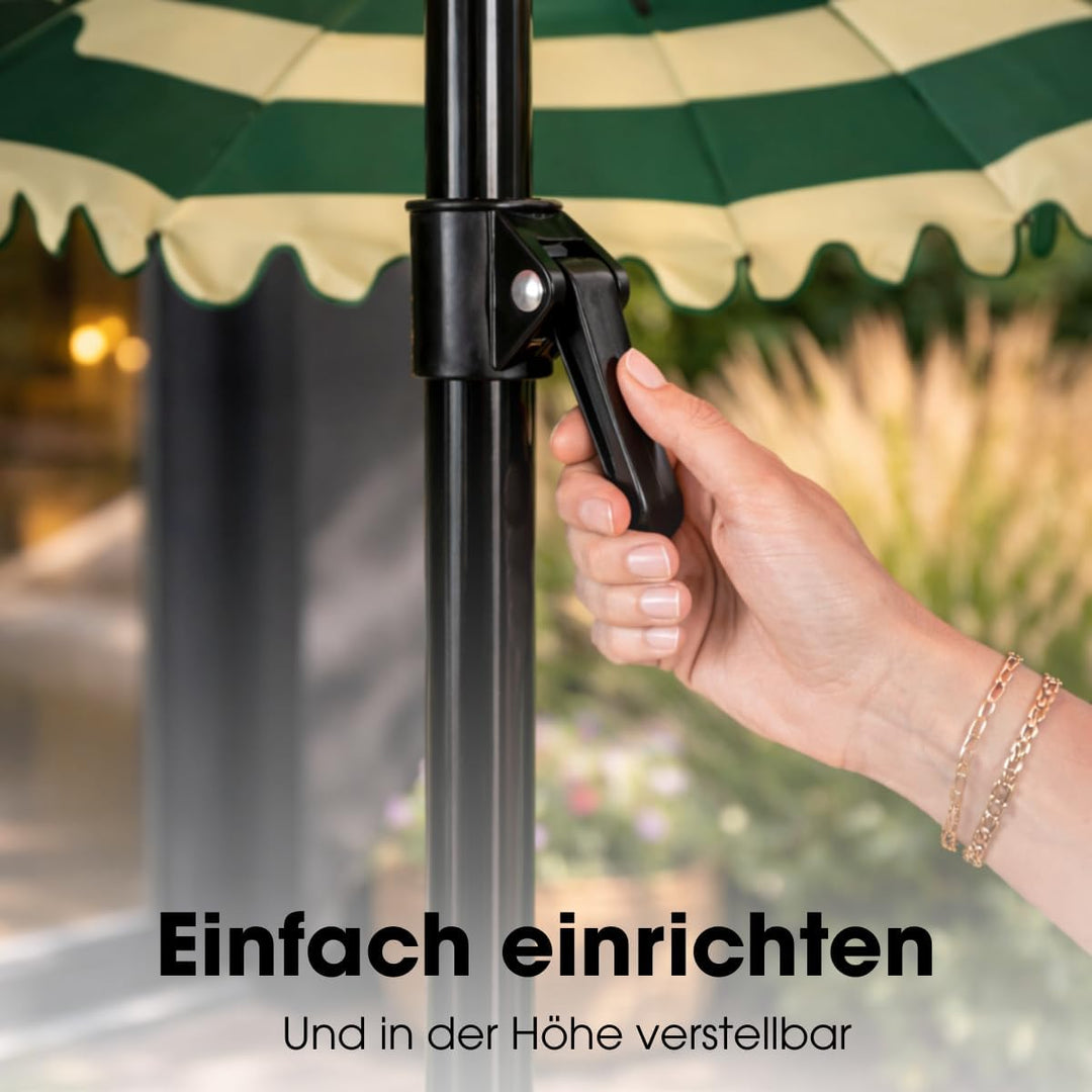 RETRO Sonnenschirm mit Wellenkante - Grün