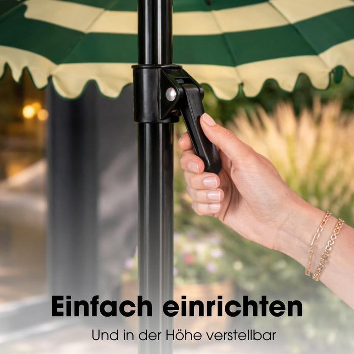 RETRO Sonnenschirm mit Wellenkante - Grün