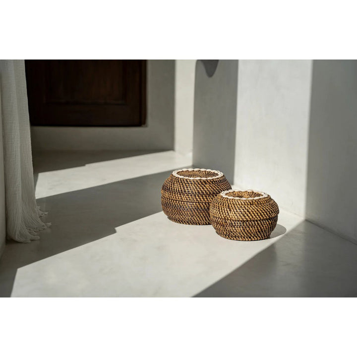 COLONIAL PEEK-A-BOO Korb - Dekokorb mit Deckel - Naturbraun - S