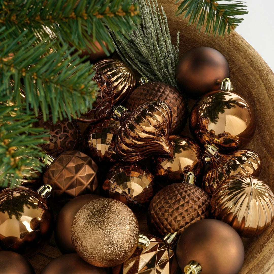 Kugelset - Weihnachtsbaumdeko – Braun – Kunststoff – 60 Stück