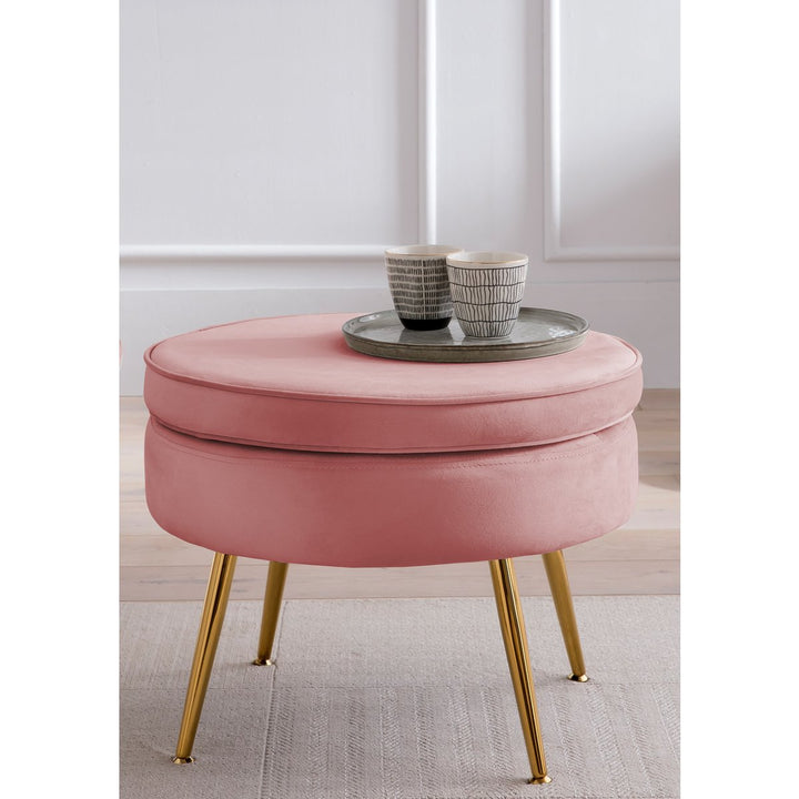 Hocker ARIELLE - Sitzpouf - Rund Samt Rose