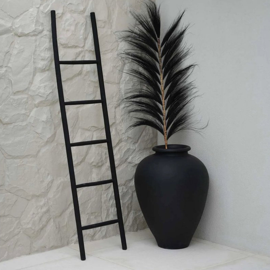 TULUM Leiter schwarz - Handtuchhalter - Garderobe - Dekoleiter