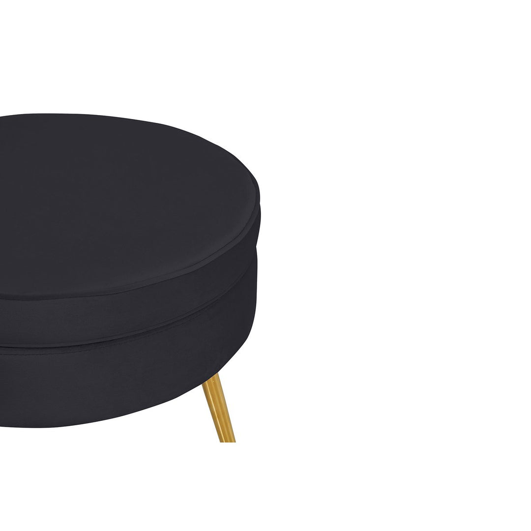 Hocker ARIELLE - Sitzpouf - Rund Samt Schwarz