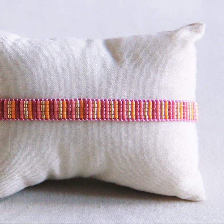 Armband - Miyuki-Perlen - STRIPES - Pink/Orange/Gold