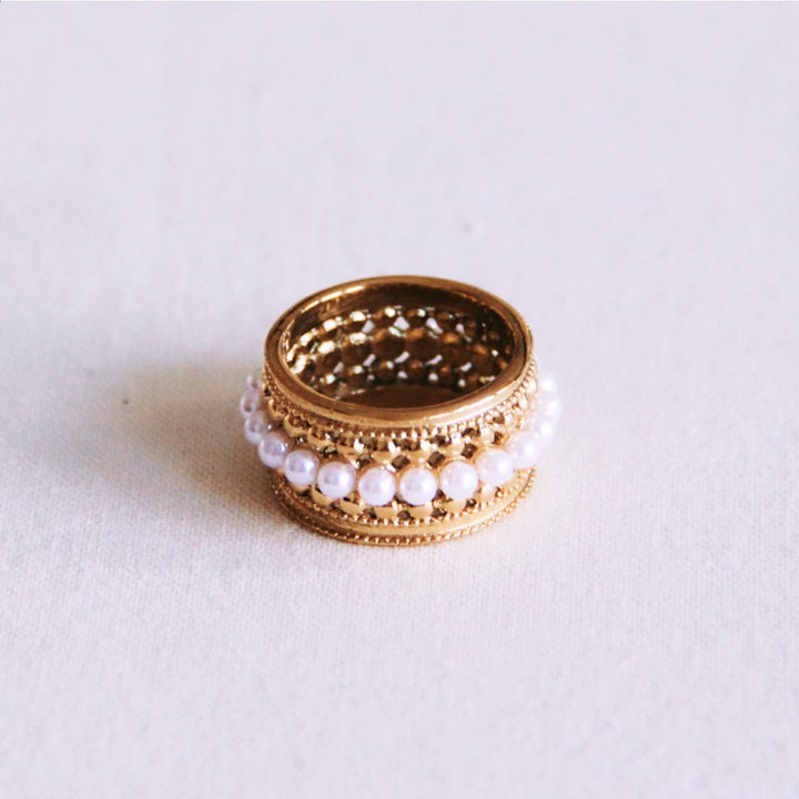 Statement Ring - Mini PEARLS - Gold/Weiß