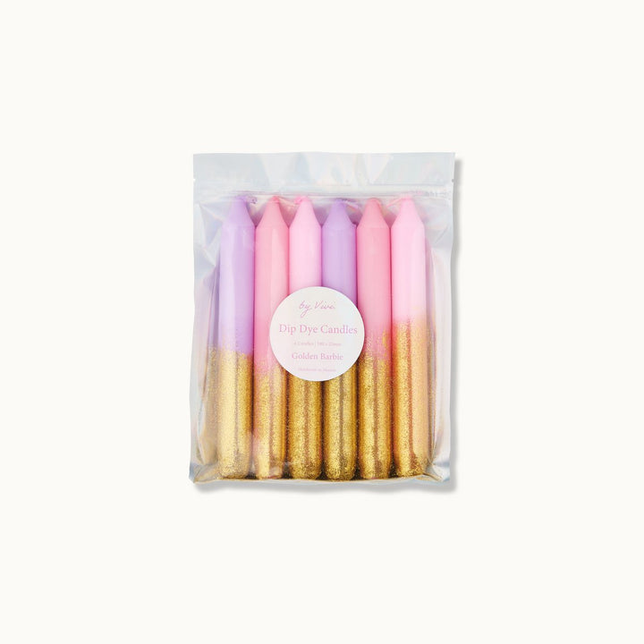 Dip Dye Kerzen 6er-Set GLITTER GOLDEN BARBIE