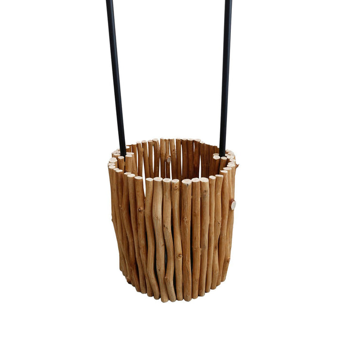 Stehleuchte BRANCHES - Deko Lampe mit Pflanztopf - Leinen/Treibholz Natur 155cm