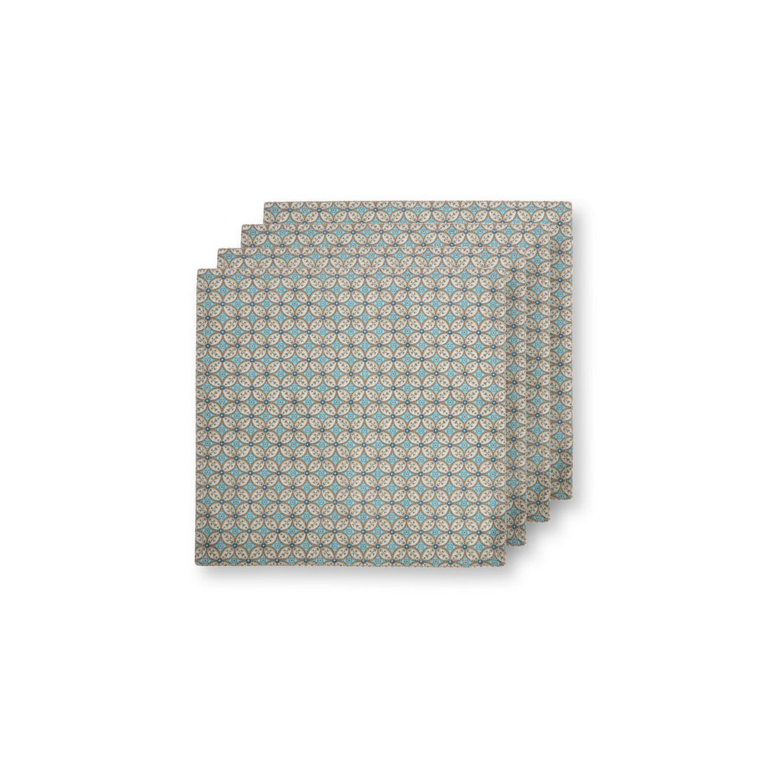 Servietten 4er-Set BLOOMING TALES Khaki-Blue 40x40cm
