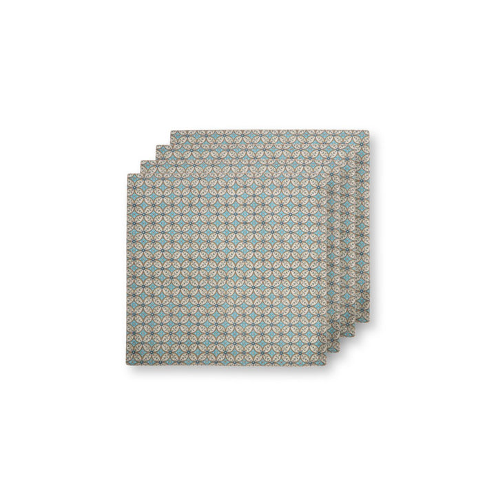 Servietten 4er-Set BLOOMING TALES Khaki-Blue 40x40cm