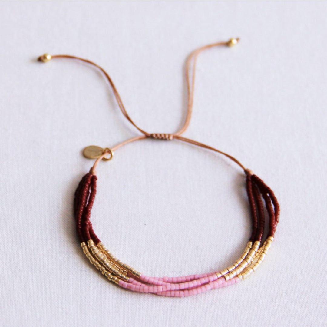 Armband - Miyuki-Perlen - Braun/Flieder/Gold