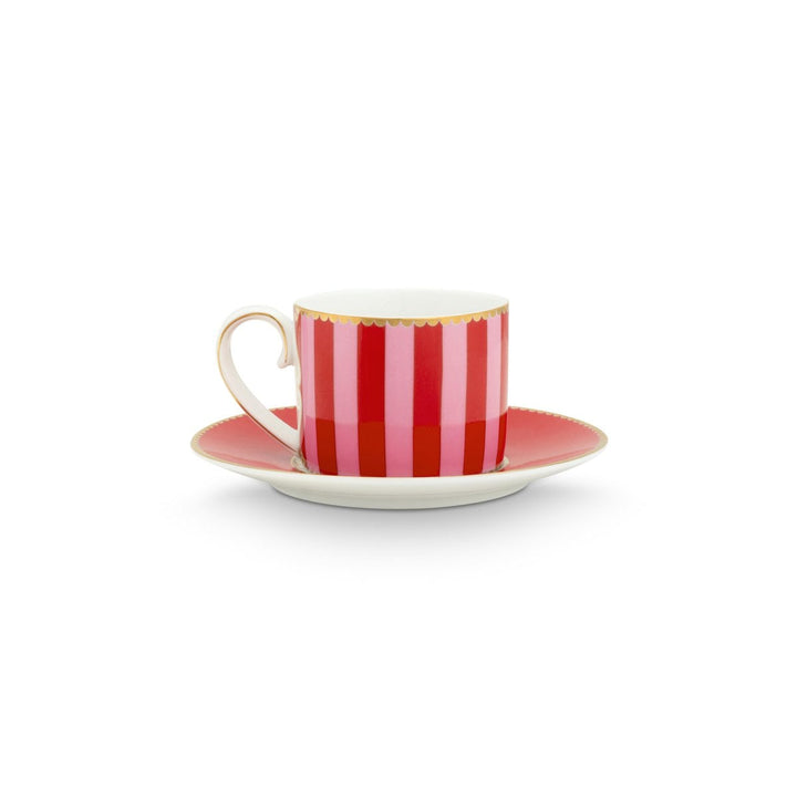 Espressotassen 2er-Set LOVE BIRDS MEDALLION Stripes RED