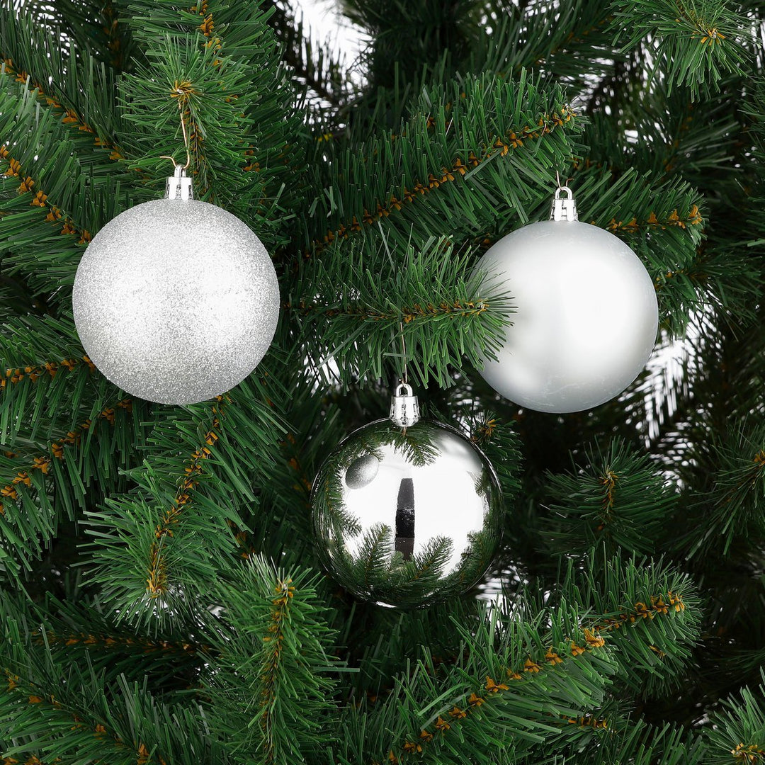 Weihnachtskugeln Set - 46 Stück - Ø4/6/8 cm - Kunststoff - Silber