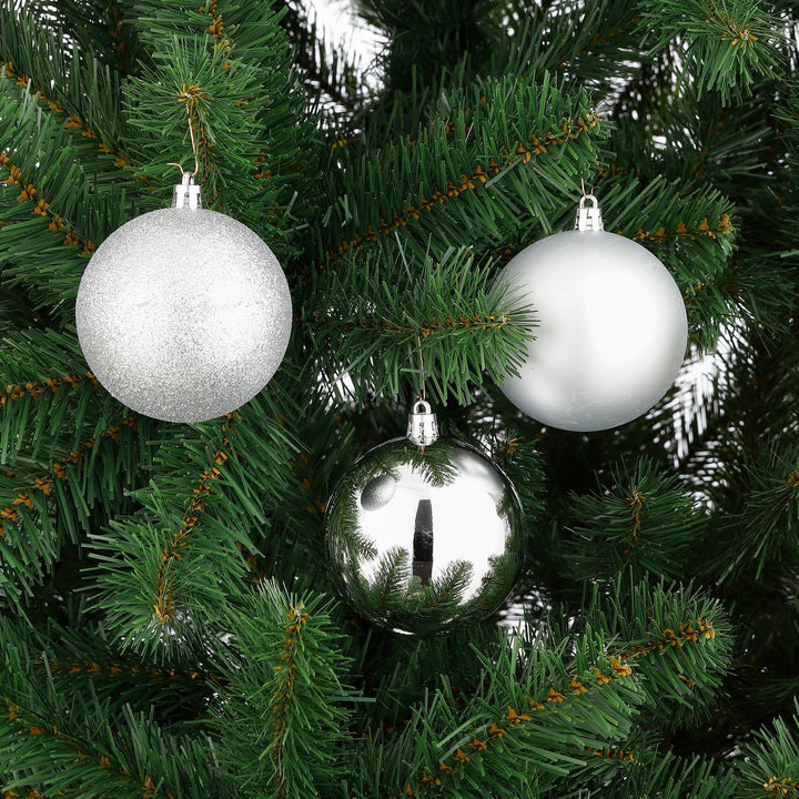 Weihnachtskugeln Set - 46 Stück - Ø4/6/8 cm - Kunststoff - Silber