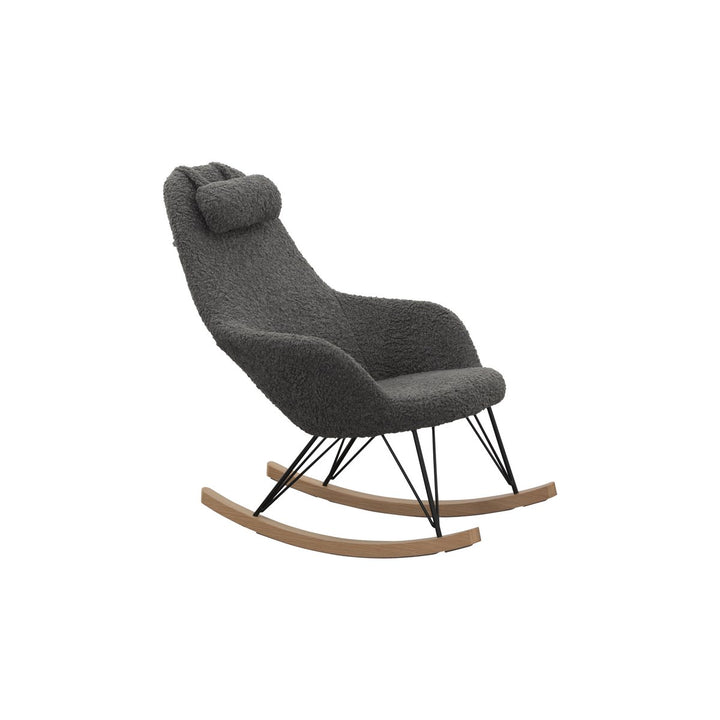 Schaukelstuhl LAYBACK - Relaxsessel mit Armlehnen - Teddyfell Grau