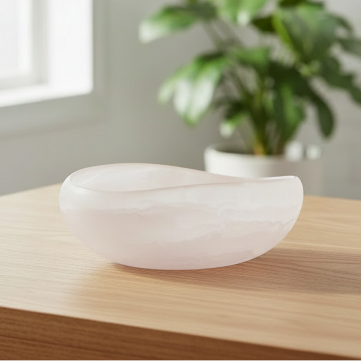 RESIN ORGANIC BOWL - Rosa Weiß L