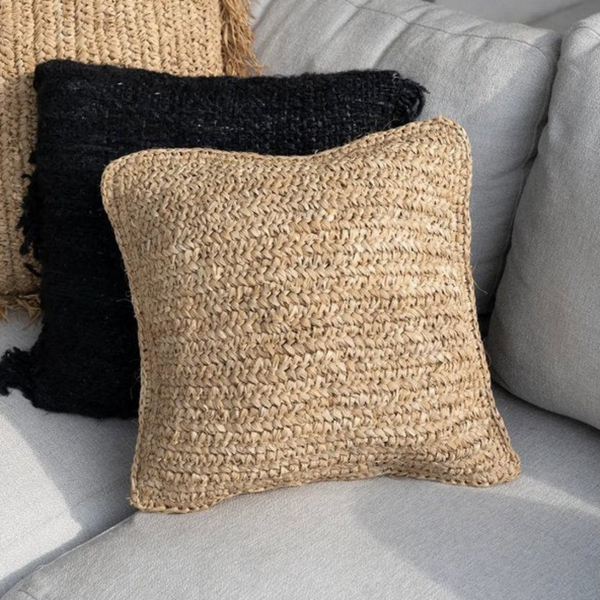 RAFFIA FLORES Kissenbezug - Bast Natur 40x40