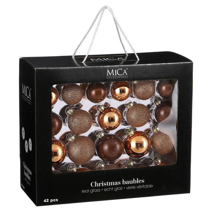 Glaskugeln - Weihnachtsbaumdeko - Braun - 42 Stück