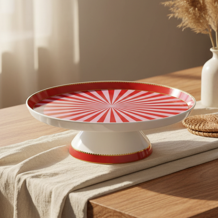 Mini Cake Tray LOVE BIRDS Stripes RED 24cm