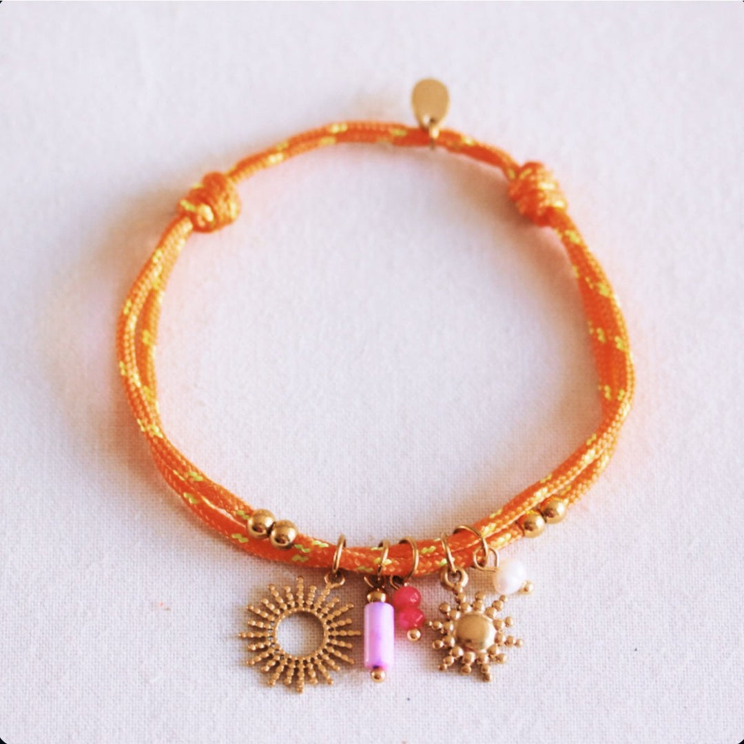 Armband - Paracord SUN Charms - Orange/Gold