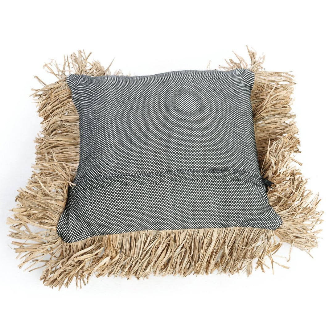 COTTON BONITA Kissenbezug - Baumwolle mit Raffia Fransen 40x40
