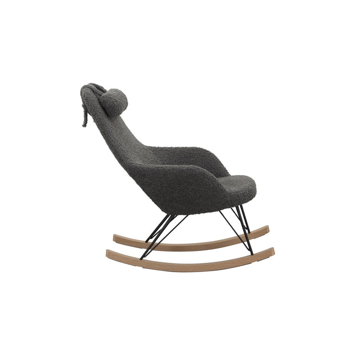 Schaukelstuhl LAYBACK - Relaxsessel mit Armlehnen - Teddyfell Grau