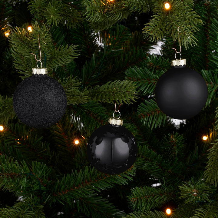 Weihnachtskugeln Set – 42 Stück – Ø7 cm – Glas – Schwarz