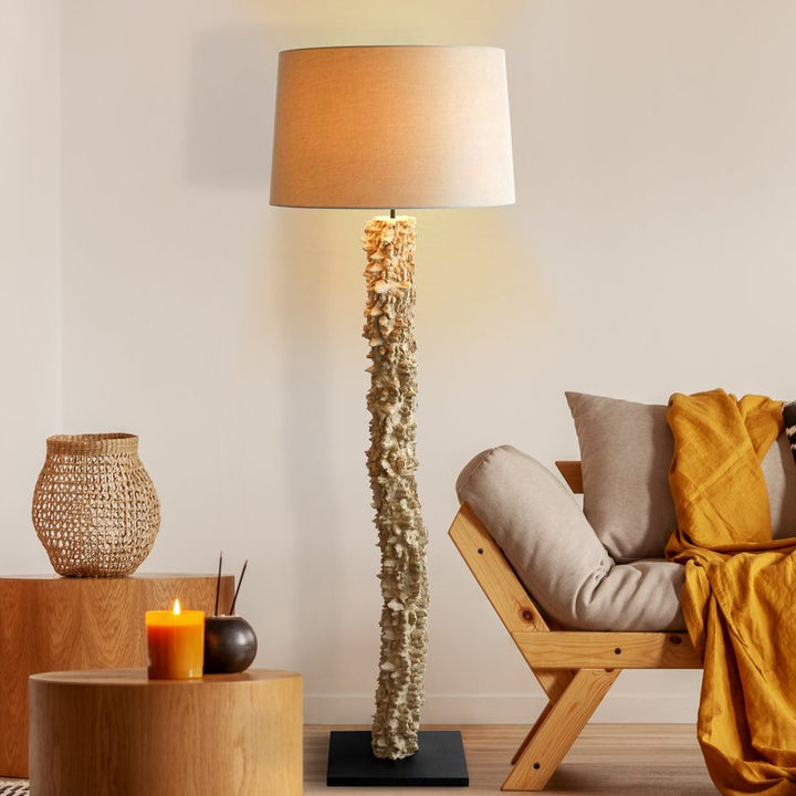 Stehleuchte PANDORA - Deko Lampe - Leinen/Treibholz Natur 150cm