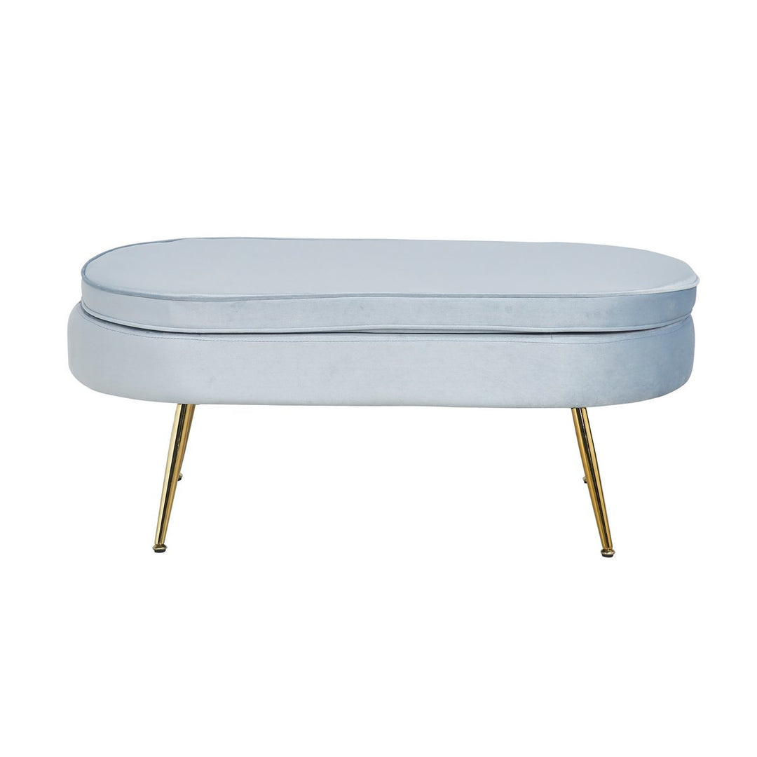 Hocker ARIELLE - Sitzbank - Oval Samt Hellgrau