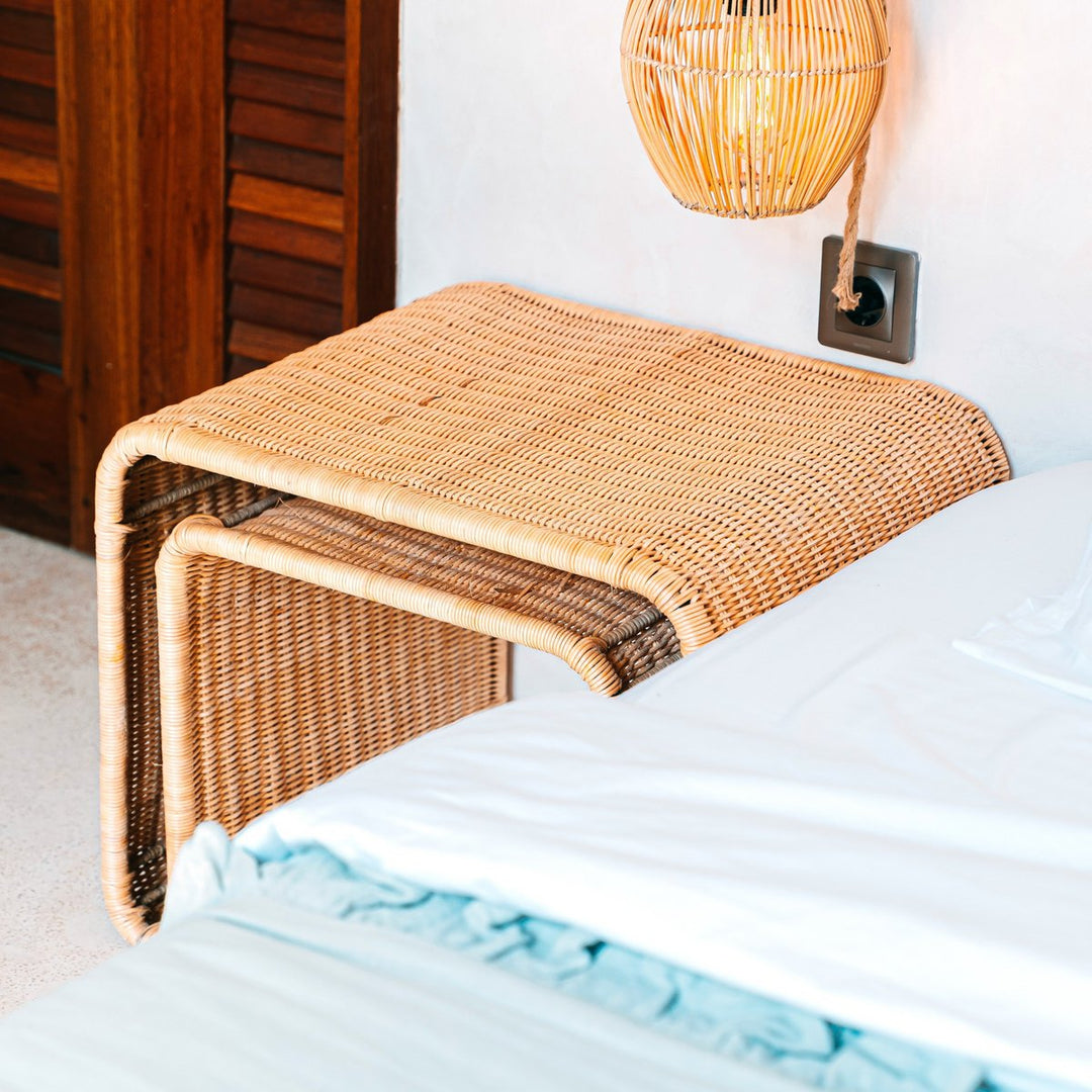 handgefertigter Couchtisch BAYU - Rattan Beistelltisch