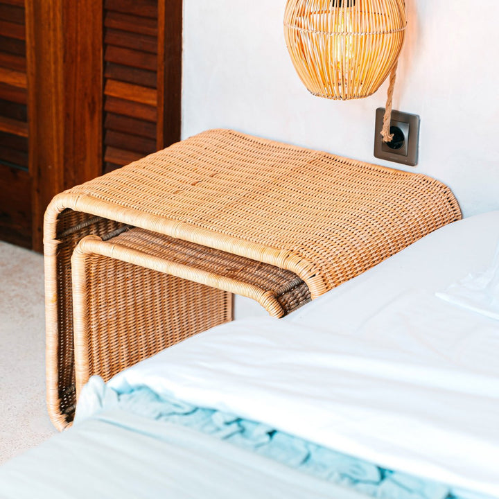 handgefertigter Couchtisch BAYU - Rattan Beistelltisch