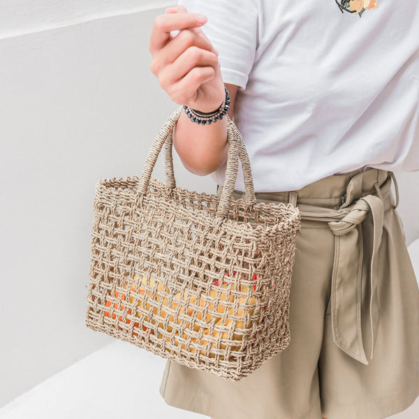 Handgefertigte Handtasche MOYO - Einkaufstasche - Shopper - Strandtasche - Boho Korbtasche