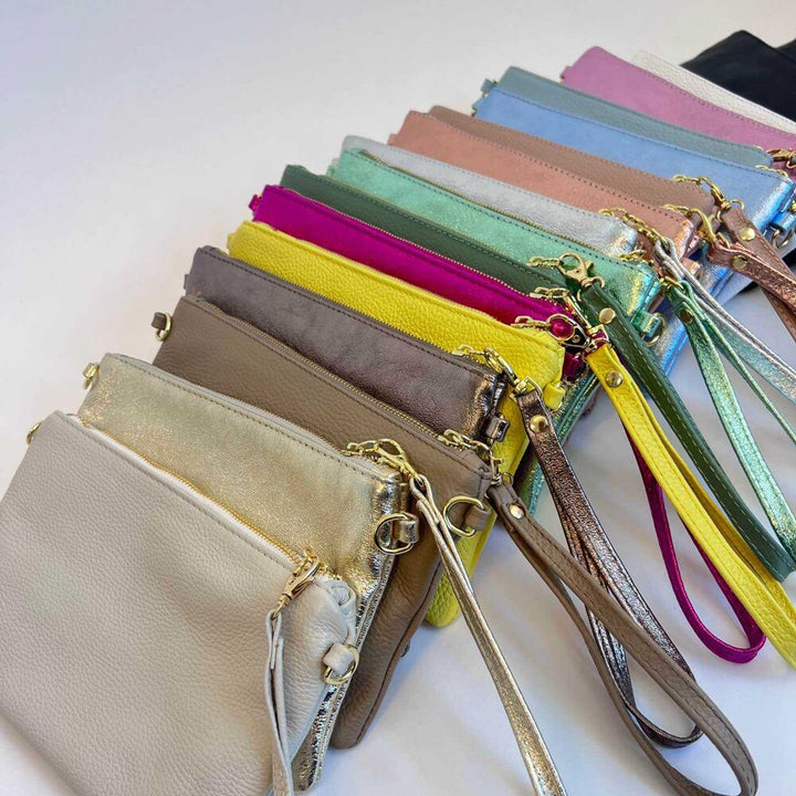 Clutch IZA - Handtasche - Umhängetasche - Leder / Metallic