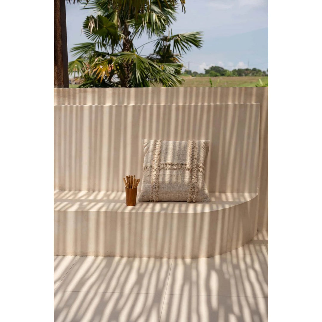 NOMAD Baumwoll Kissenbezug mit Muscheln - Baumwolle Natur 50x50
