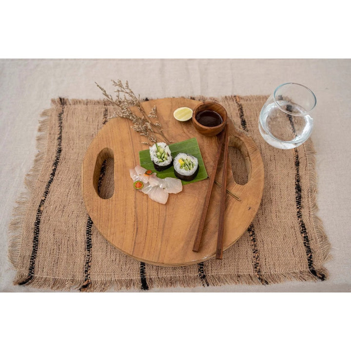 TEAK ROOT Tablett - Dekobrett - Servierplatte mit Griffen S