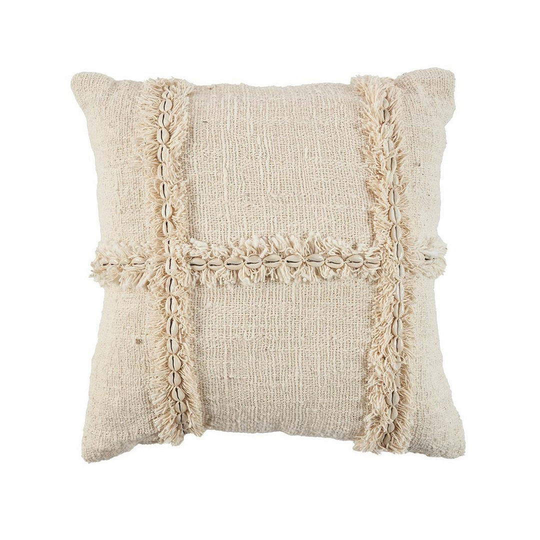 NOMAD Baumwoll Kissenbezug mit Muscheln - Baumwolle Natur 50x50