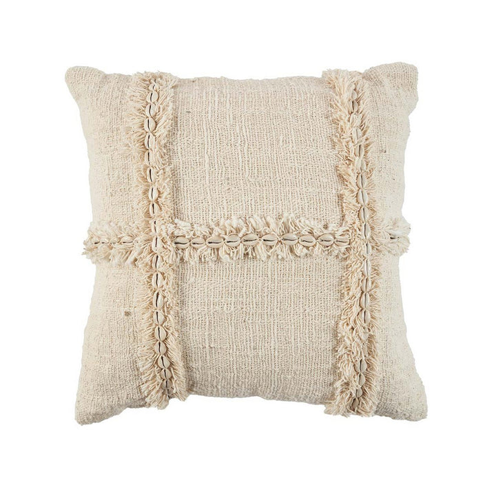 NOMAD Baumwoll Kissenbezug mit Muscheln - Baumwolle Natur 50x50