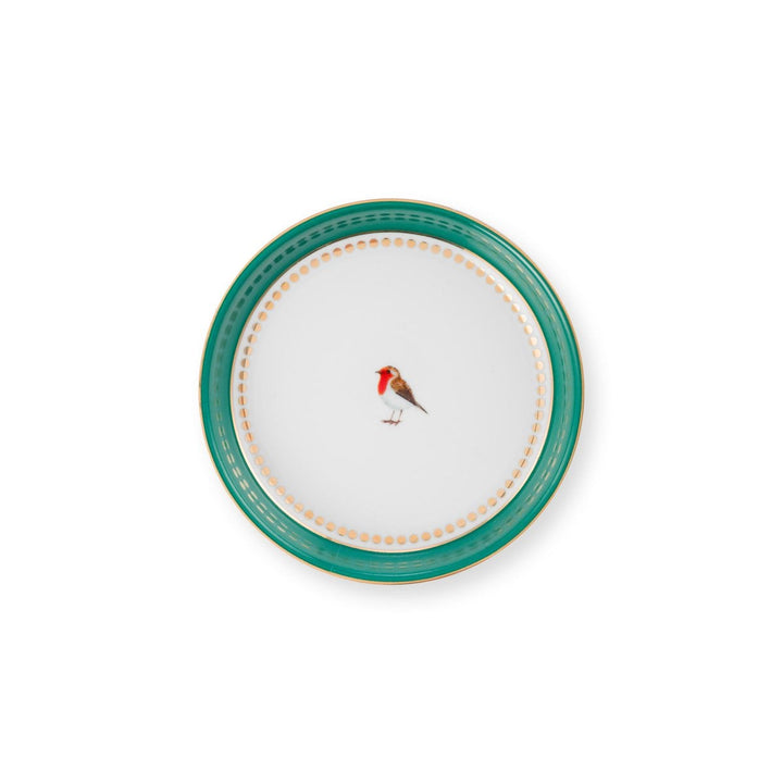 Tea for One LOVE BIRDS MEDALLION Stripes GREEN