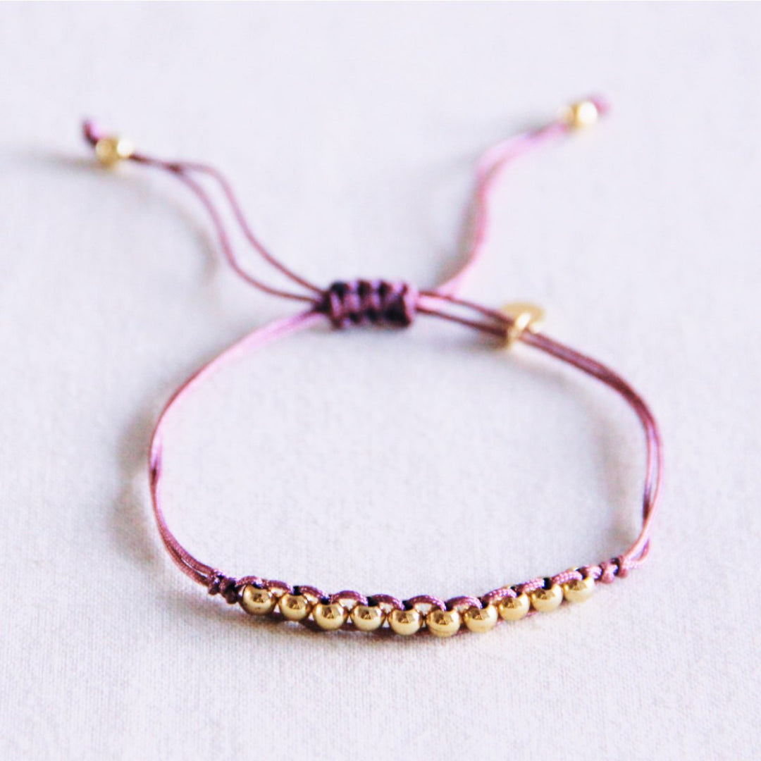 Armband - Satinband PEARLS Gold - Flieder/Lilac